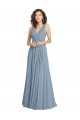 V-Back Dusty Blue A-Line V-Neck Long Bridesmaid Dress York