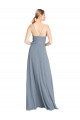 Open Back Dusty Blue A-Line V-Neck Long Bridesmaid Gowns York