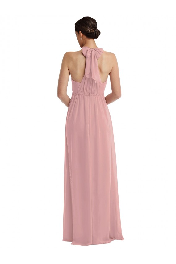 Dusty Pink A-Line Halter Neck Long Semi Formal Evening Dress / Bridesmaid Dress York