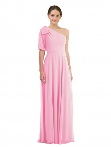 Barely Pink Trumpet One Shoulder Long Semi Formal Evening Dress / Bridesmaid Dress York