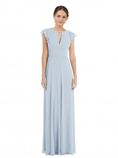 V-Back Sea Glass A-Line Bateau Neck Long Formal Evening Gown / Bridesmaid Dress York