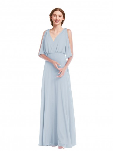 Sea Glass A-Line V-Neck Long Evening Gown / Bridesmaid Dress York