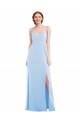 Light Sky Blue A-Line V-Neck Long Formal Evening Gown / Bridesmaid Dress York