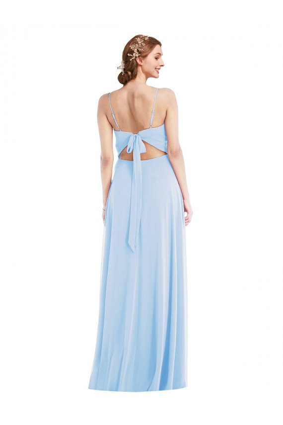 Light Sky Blue A-Line V-Neck Long Formal Evening Gown / Bridesmaid Dress York
