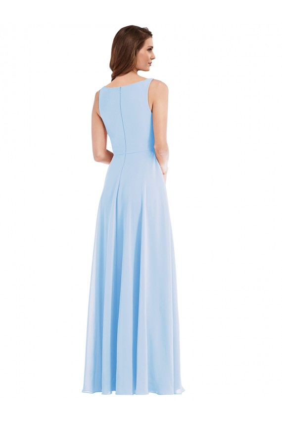 Light Sky Blue A-Line V-Neck Long Semi Formal Evening Dress / Bridesmaid Dress York