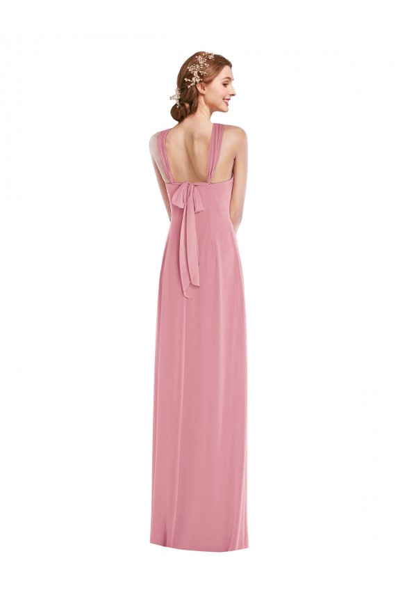 Open Back Skin Pink A-Line Halter Neck Long Semi Formal Evening Dress / Bridesmaid Dress York