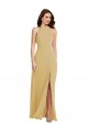 Open Back Gold A-Line Halter Neck Long Semi Formal Evening Dress / Bridesmaid Dress York