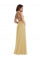 Open Back Gold A-Line Halter Neck Long Semi Formal Evening Dress / Bridesmaid Dress York