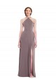 Low Back Dusty Rose A-Line Halter Neck Long Formal Evening Gown / Bridesmaid Dress York