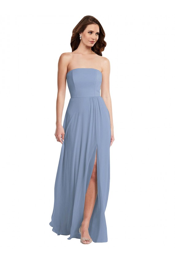 Dusty Blue A-Line Strapless Long Semi Formal Evening Dress / Bridesmaid Dress York