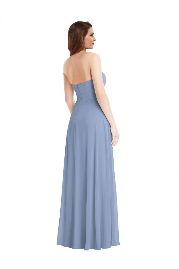 Dusty Blue A-Line Strapless Long Semi Formal Evening Dress / Bridesmaid Dress York
