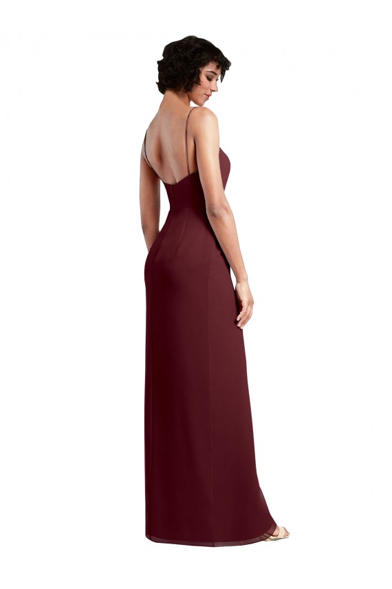 Low Back Burgundy Gold A-Line Square Neck Long Evening Dress / Bridesmaid Dress York