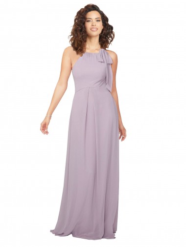 Keyhole Back Pink Glow A-Line Halter Neck Long Bridesmaid Dress / Evening Dress York