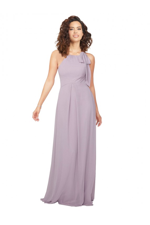 Keyhole Back Pink Glow A-Line Halter Neck Long Bridesmaid Dress / Evening Dress York