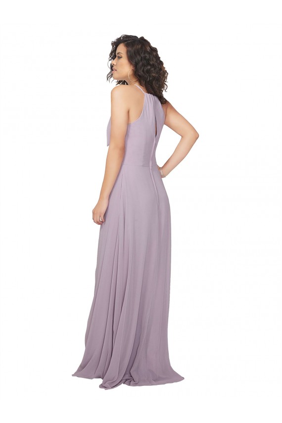 Keyhole Back Pink Glow A-Line Halter Neck Long Bridesmaid Dress / Evening Dress York