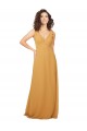 Keyhole Back Saffron A-Line V-Neck Long Bridesmaid Dress York