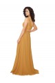 Keyhole Back Saffron A-Line V-Neck Long Bridesmaid Dress York