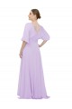 Low Back Lilac A-Line V-Neck Long Bridesmaid Dress York