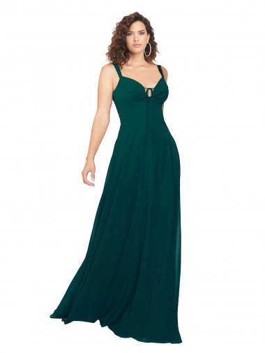 Low Back Hunter A-Line Sweetheart Long Bridesmaid Dress York