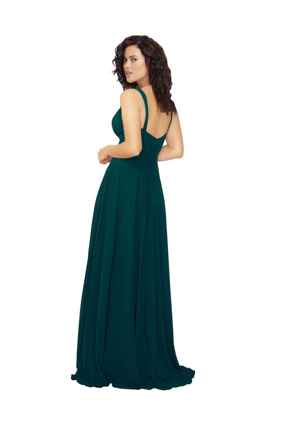 Low Back Hunter A-Line Sweetheart Long Bridesmaid Dress York