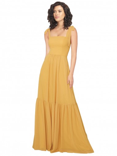 Saffron A-Line Square Neck Long Bridesmaid Dress York
