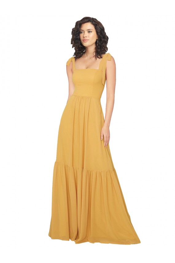 Saffron A-Line Square Neck Long Bridesmaid Dress York