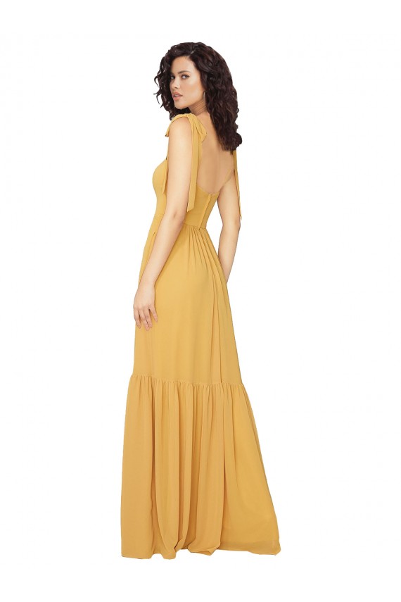 Saffron A-Line Square Neck Long Bridesmaid Dress York