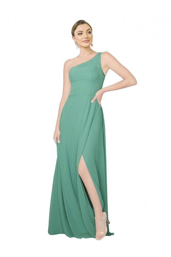 Icelandic Silver A-Line Strapless Long Bridesmaid Dress York
