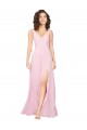 V-Back Barely Pink A-Line V-Neck Long Bridesmaid Dress York