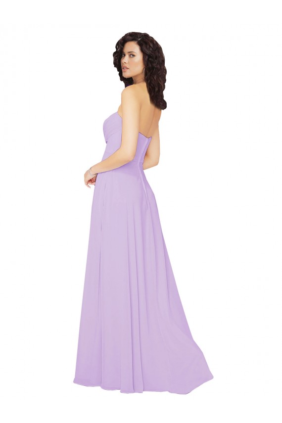 Low Back Lilac A-Line Strapless Long Bridesmaid Dress / Evening Dress York