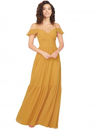 Keyhole Back Saffron A-Line Sweetheart Long Bridesmaid Dress York