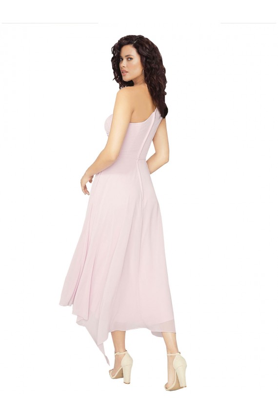 Black A-Line Strapless Midi Length High Low Bridesmaid Dress York