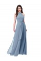 Dusty Blue A-Line High Neck Long Bridesmaid Formal Dress York