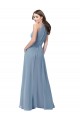 Dusty Blue A-Line High Neck Long Bridesmaid Formal Dress York