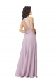 Keyhole Back Pink Glow A-Line High Neck Long Bridesmaid Dress York