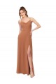 Low Back Rosewood A-Line Cowl Neck Long Bridesmaid Dress York