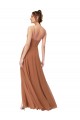 Low Back Rosewood A-Line Cowl Neck Long Bridesmaid Dress York