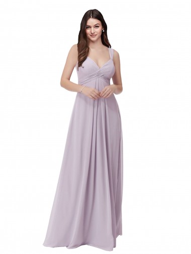 Low Back Pink Glow A-Line V-Neck Long Bridesmaid Dress York