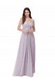 Low Back Pink Glow A-Line V-Neck Long Bridesmaid Dress York