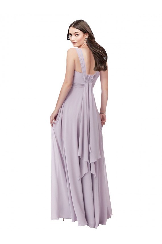 Low Back Pink Glow A-Line V-Neck Long Bridesmaid Dress York