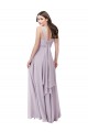 Low Back Pink Glow A-Line V-Neck Long Bridesmaid Dress York