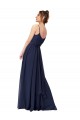 Low Back Dark Navy A-Line Scoop Neck Long Bridesmaid Dress York