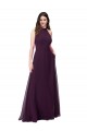 Keyhole Back Grape A-Line High Neck Long Bridesmaid Dress York