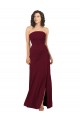 Burgundy Sheath Strapless Long Bridesmaid Dress York