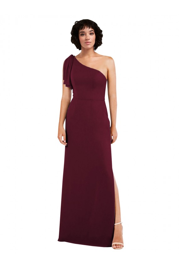 Burgundy A-Line One Shoulder Long Formal Evening Gown / Bridesmaid Dress York