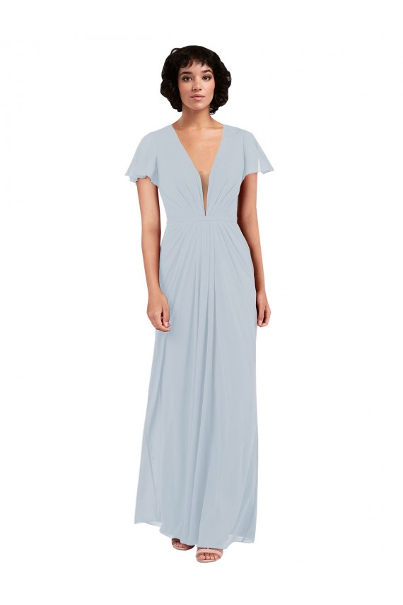 Sea Glass A-Line V-Neck Long Bridesmaid Dress / Formal Dress York