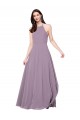 Keyhole Back Dark Lavender A-Line Halter Neck Long Bridesmaid Dress / Evening Dress York