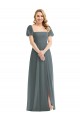 Slate Grey A-Line Square Neck Long Semi Formal Evening Dress / Bridesmaid Dress York