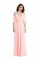 V-Back Pink A-Line V-Neck Long Semi Formal Evening Dress / Bridesmaid Dress York