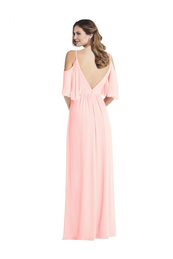V-Back Pink A-Line V-Neck Long Semi Formal Evening Dress / Bridesmaid Dress York